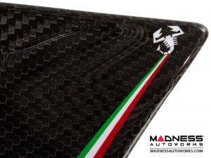 FIAT 500 Front Side Air Duct Diffuser Set - Carbon Fiber - Italian Racing Stripe w/ White Scorpion - NA Model